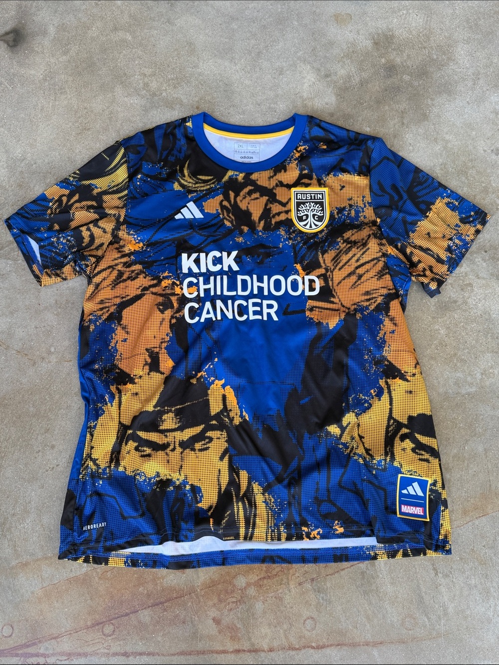 Austin FC 'Kick Childhood Cancer' Blue & Gold Short Sleeve Jersey